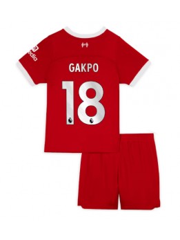 Liverpool Cody Gakpo #18 Heimtrikotsatz für Kinder 2023-24 Kurzarm (+ Kurze Hosen)